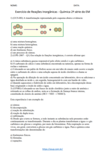 Exerc Cios De Qu Mica S Rie Ensino M Dio Azup