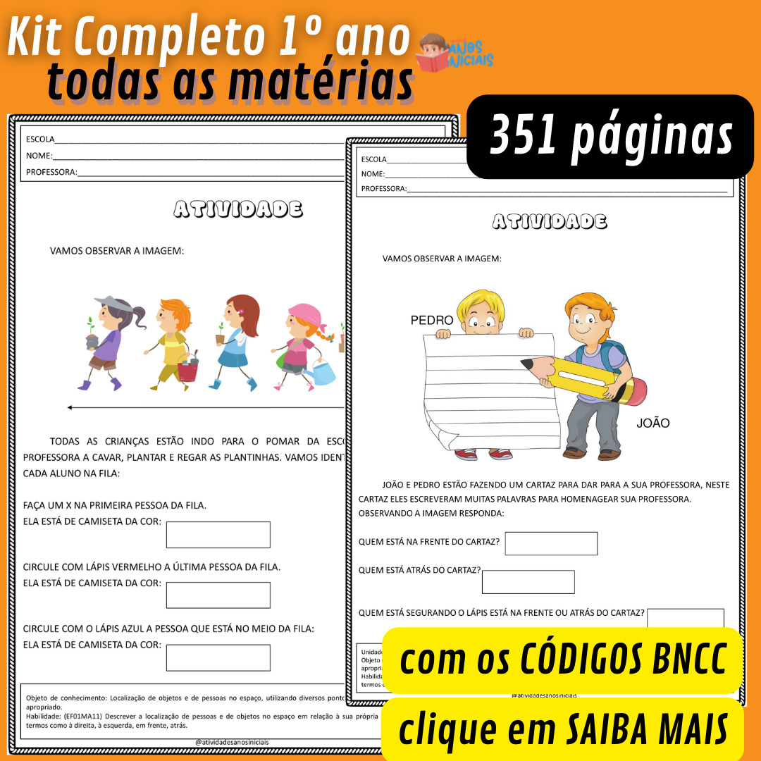 Atividade sobre a Escola – 1º Ano – Com texto