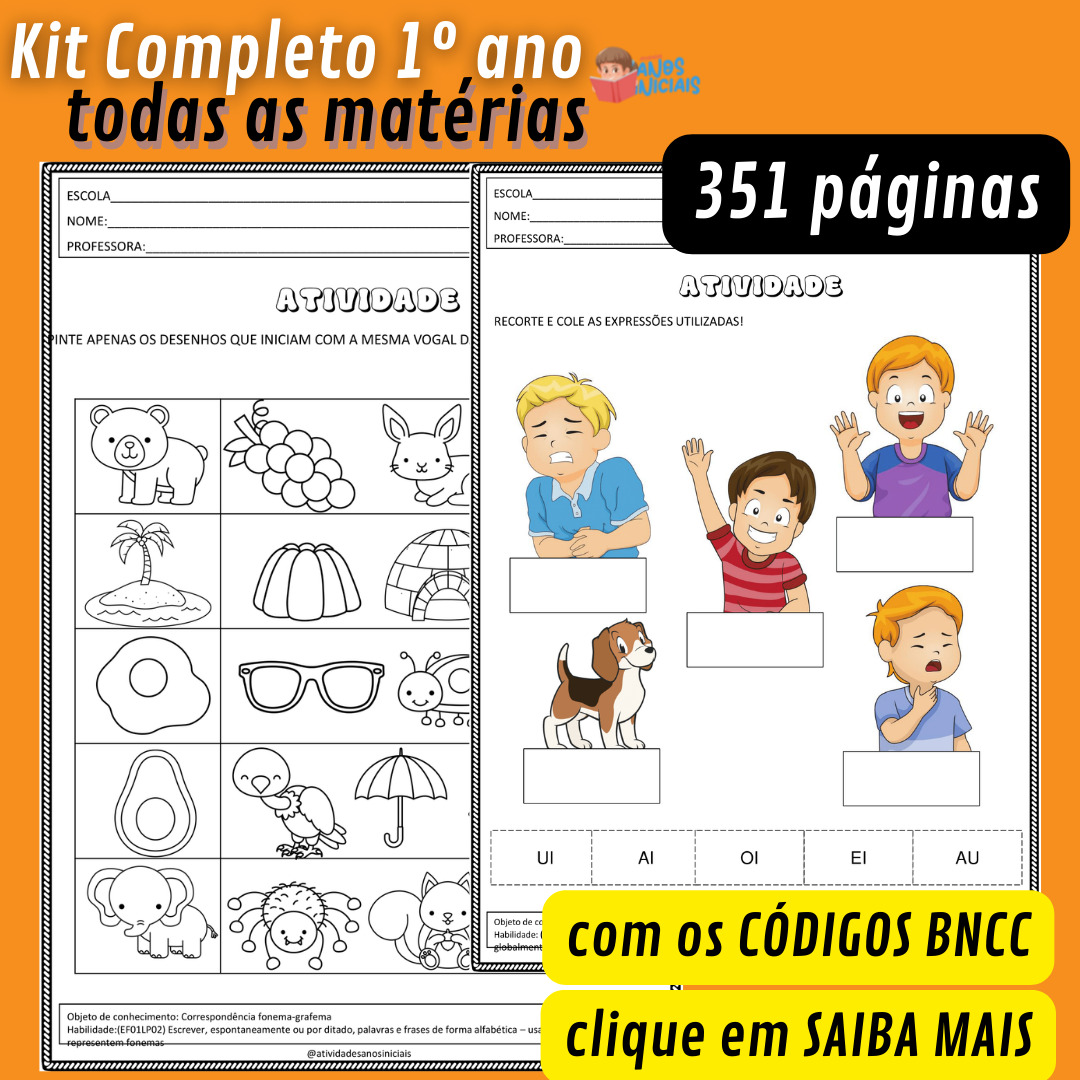 Kit 1º ANO COM OS CÓDIGOS DA BNCC