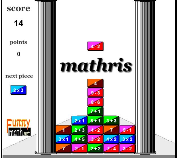 Jogos de tabuada - Tabuada Tetris - Azup