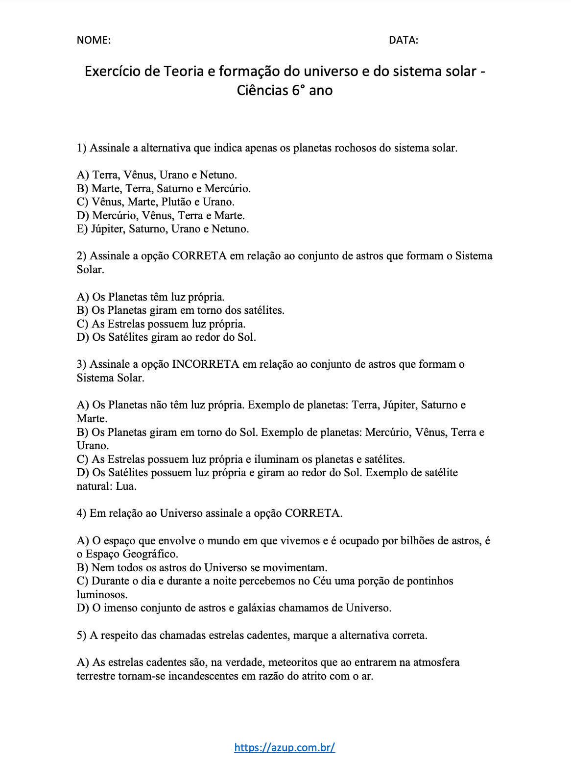 50 Perguntas de Conhecimentos Gerais Com Resposta para Se Preparar para T, PDF, Netuno