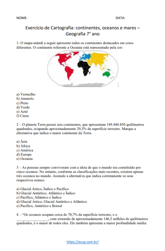 TUDO DE GEOGRAFIA: ATIVIDADE / EXERCÍCIO DE GEOGRAFIA SOBRE